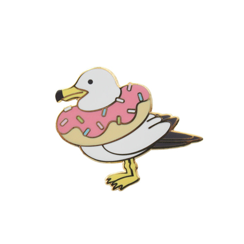 donut seagull hard enamel pin