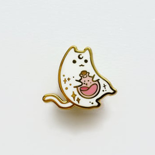 Witch Potion Cat Enamel Pin(White)