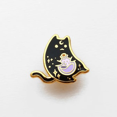 Witch Potion Cat Enamel Pin(Black)