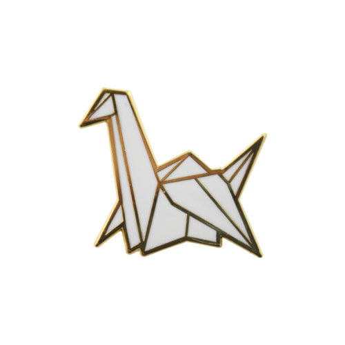 origami paper crane hard enamel pin